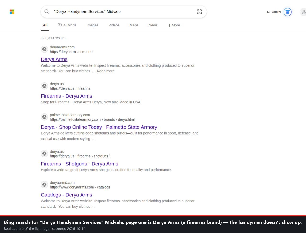 Capture: Search for his name returns someone else
