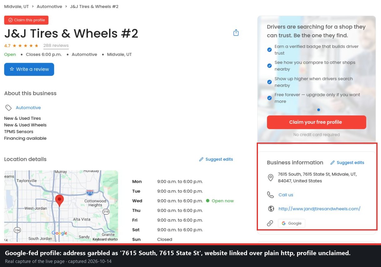 Capture: Garbled address on profiles