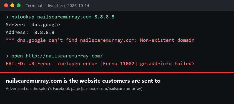 Capture: Advertised domain doesn't exist