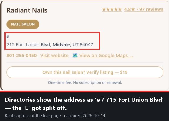 Capture: Address split as 'e / 715 Fort Union Blvd'