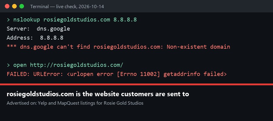 Capture: Website domain no longer exists